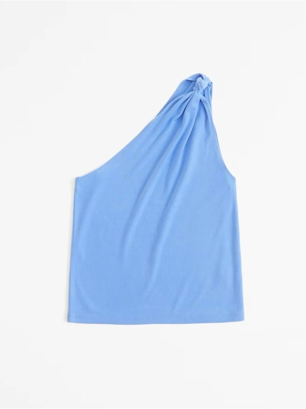 Abercrombie & Fitch Asymmetrical Glossy Rib Knotted Top - French Blue - Size S